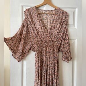 AURA the Label beautiful midi floral dress with loose 3/4 sleeves.